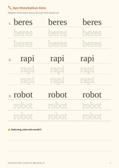 Worksheet menebalkan kata